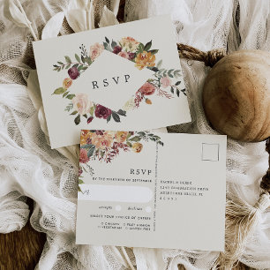 Rustikale blühende Hochzeitsmahlzeit UAWG Postkarte