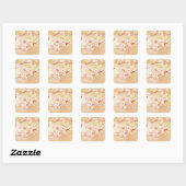 Rustikale blühende Pachy Cherry Blossom Blume Quadratischer Aufkleber (Blatt)
