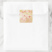 Rustikale blühende Pachy Cherry Blossom Blume Quadratischer Aufkleber (Tasche)