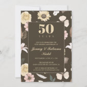 Rustikale Blume 50. Hochzeitstag Einladung (Vorderseite)