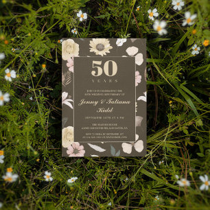 Rustikale Blume 50. Hochzeitstag Einladung
