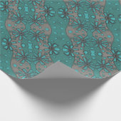 Rustikale Blume, Abstraktes Blumenmuster Aquamarin Geschenkpapier (Ecke)