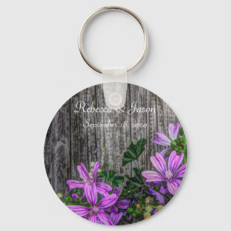 Rustikale Blume an Bord Schlüsselanhänger