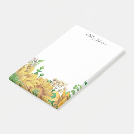 rustikale Blume. Aquarellblumen Sonnenblume Post-it Klebezettel (angewinkelt)