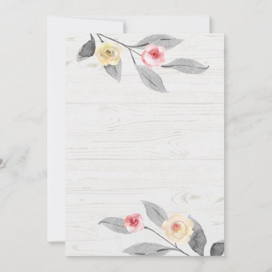 rustikale Blume auf Holzbestätigung Einladung (Rückseite)