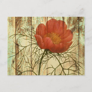 rustikale Blume aus Stallholz Postkarte