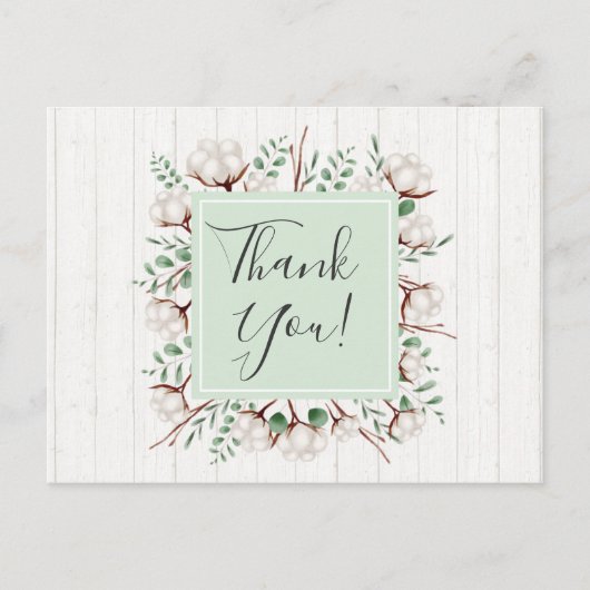 Rustikale Blume aus Südwolle auf Holz Vielen Dank Postkarte (Vorderseite)