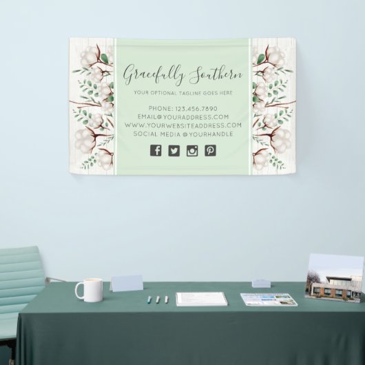 Rustikale Blume aus Südwolle auf Weißholz Banner (Messeveranstaltung)