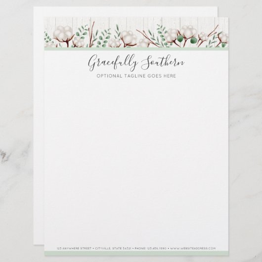 Rustikale Blume aus Südwolle auf Weißholz Briefkopf (Vorne/Hinten)