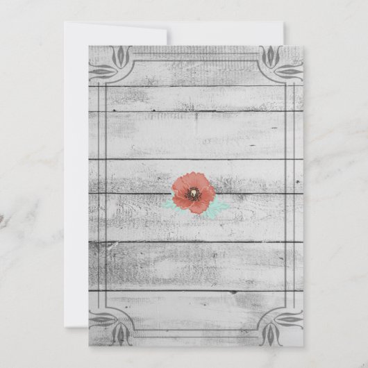 Rustikale Blume aus Weißholz Einladung (Rückseite)