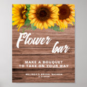 Rustikale Blume Bar Sonnenblumen Hochzeitsplakat Poster (Vorne)