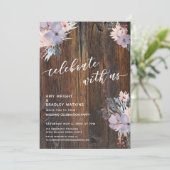 Rustikale Blume Boho Celebrate mit uns Einladung (Stehend Vorderseite)