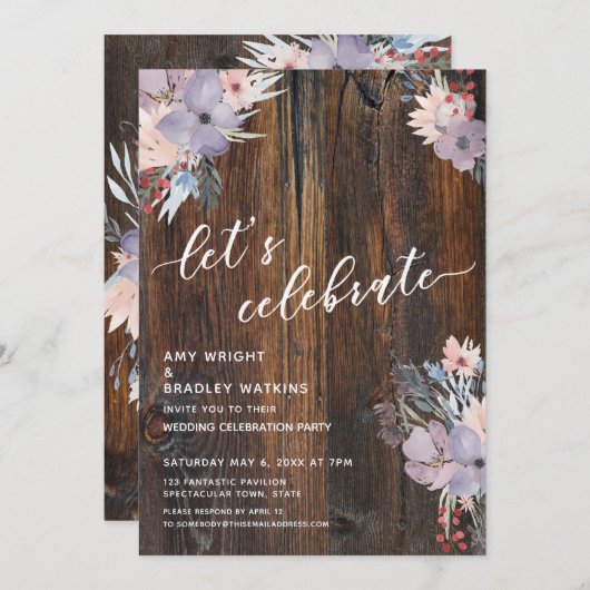 Rustikale Blume Boho Feiern Einladung (Vorne/Hinten)