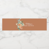 Rustikale Blume boho Korallenpfirsich Wasserflaschenetikett (Einzelnes Label)