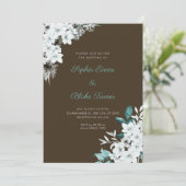Rustikale Blume Boho Wood Brown Wedding Einladung (Stehend Vorderseite)