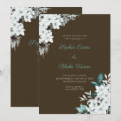 Rustikale Blume Boho Wood Brown Wedding Einladung (Vorne/Hinten)