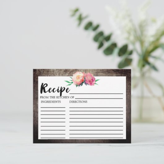 Rustikale Blume Bouquet Brautparty Weinkarte Postkarte (Stehend Vorderseite)