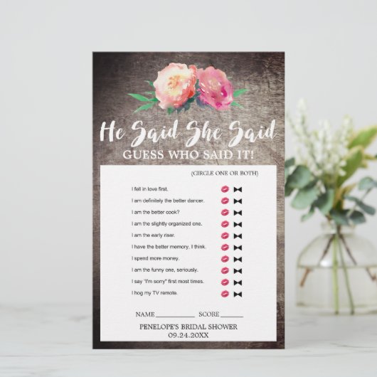 Rustikale Blume Bouquet "He Said She Said" Quiz Ga (Stehend Vorderseite)