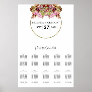 Rustikale Blume Bouquet Hochzeitsdiagramm Poster