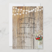 Rustikale Blume Bouquet Mason Jar String Lights Einladung (Vorderseite)
