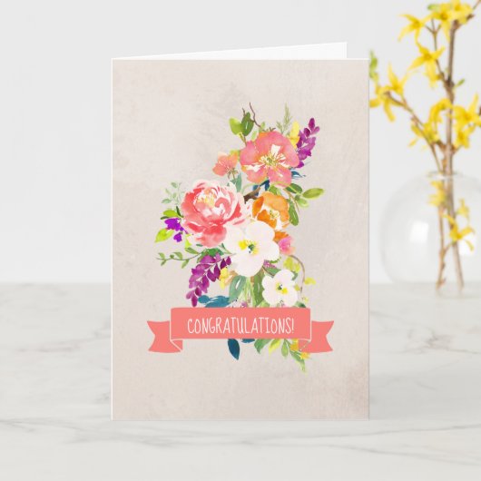 Rustikale Blume Bouquet Wedding Glückwunschkarte Karte (Gelbe Blume)