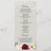 Rustikale Blume Burgund Hochzeitsprogramm Programm (Rückseite)