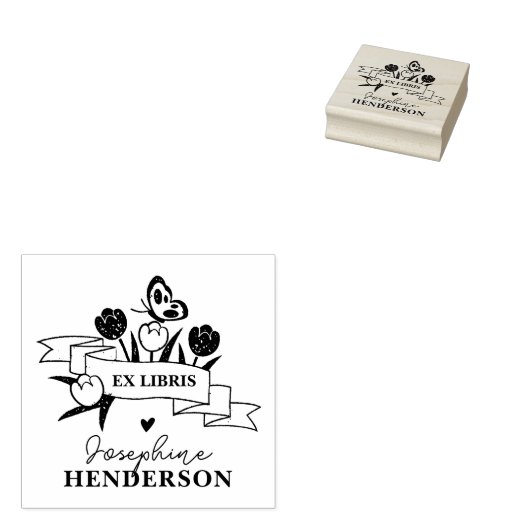 Rustikale Blume Custom Boho Ex Libris Library Book Gummistempel (Stempel)