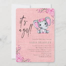 Rustikale Blume, die Elefanten begraben, Babydusch Einladung