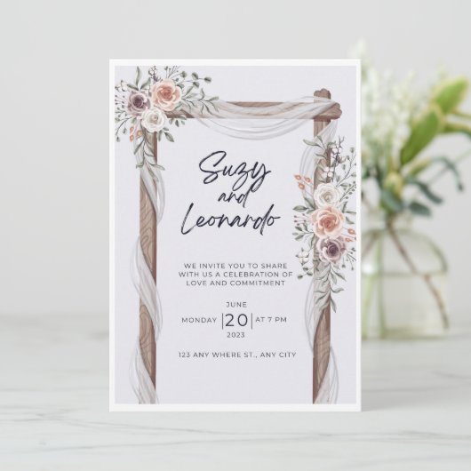 Rustikale Blume Einladung (Stehend Vorderseite)