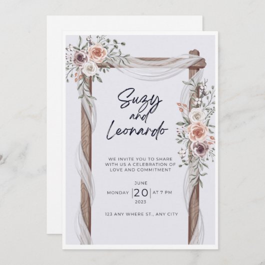 Rustikale Blume Einladung (Vorne/Hinten)