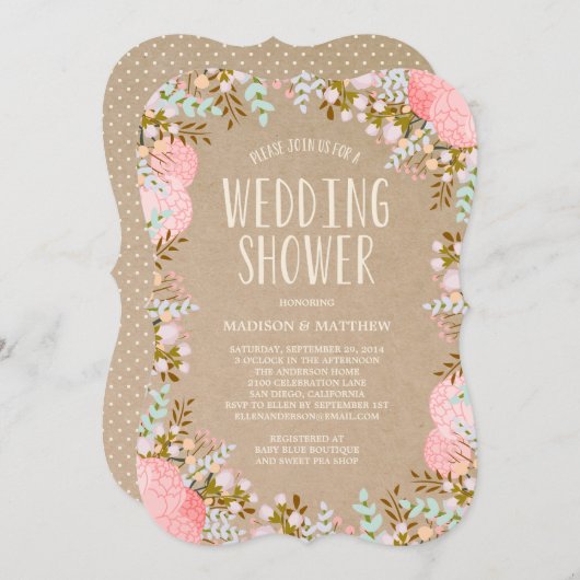 Rustikale Blume| Einladung des Polterabends (Vorne/Hinten)