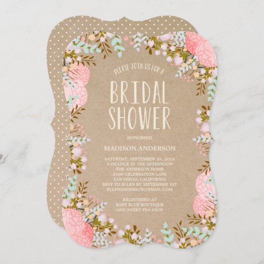 Rustikale Blume | Einladung zur Brautdusche (Vorne/Hinten)