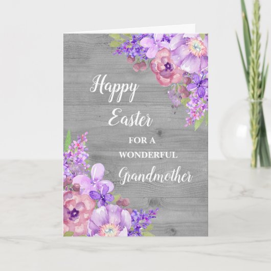 Rustikale Blume Frohe Ostergroßmutter Feiertagskarte (Vorderseite)