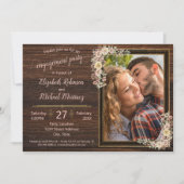 Rustikale Blume für die Aquarellfarbe Holz Verlobu Einladung (Vorderseite)