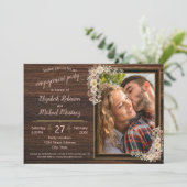 Rustikale Blume für die Aquarellfarbe Holz Verlobu Einladung (Stehend Vorderseite)