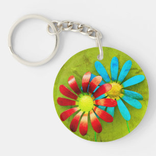 Rustikale Blume für Metallgärten Schlüsselanhänger