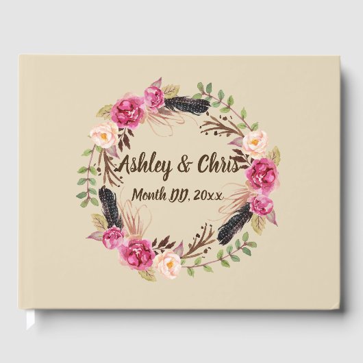 Rustikale Blume Gästebuch Boho Floral Gästebuch (Vorderseite)