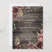 Rustikale Blume Glitzer Schmetterlinge Holz Einladung (Vorderseite)