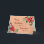 Rustikale Blume Grandson Frohe Weihnachten Karte<br><div class="desc">Frohe Weihnachten für Enkelkarte in rustikalen Vintagen Papiermuster und Aquarellfarben Blume und Blattwerk.</div>