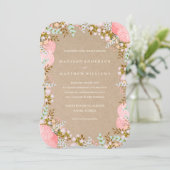 Rustikale Blume Grenze| Einladung zur Hochzeit (Stehend Vorderseite)
