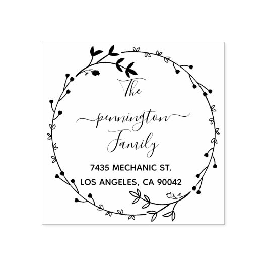 Rustikale Blume Handgeschriebene Rücksendeadresse Gummistempel (Prägung)