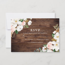 Rustikale Blume Hochzeit aus Holz RSVP Karte
