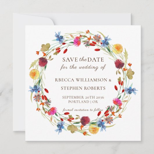 Rustikale Blume Hochzeit speichern das Datum Invit Einladung (Vorderseite)