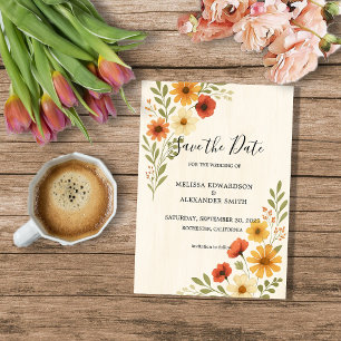 Rustikale Blume Hochzeit Speichern Sie das Datum Einladung