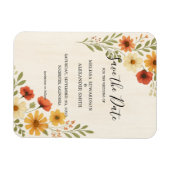 Rustikale Blume Hochzeit Speichern Sie das Datum Magnet (Horizontal)