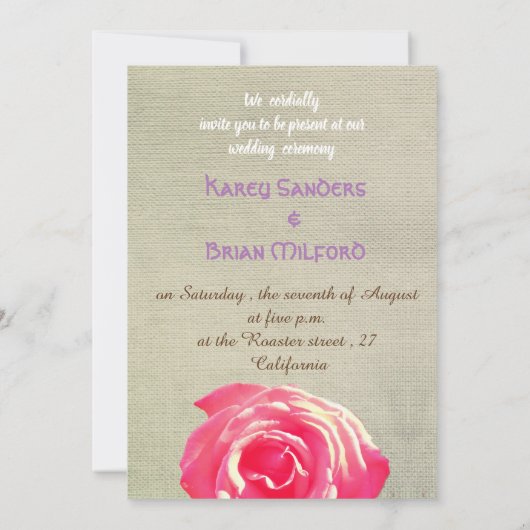 Rustikale Blume Hochzeitsfeiern Einladung (Rückseite)