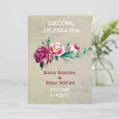 Rustikale Blume Hochzeitsfeiern Einladung (Stehend Vorderseite)