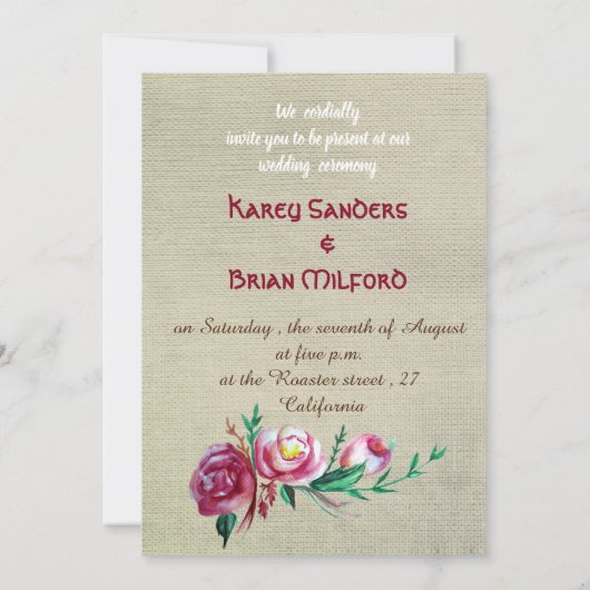 Rustikale Blume Hochzeitsfeiern Einladung (Rückseite)