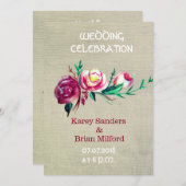 Rustikale Blume Hochzeitsfeiern Einladung (Vorne/Hinten)