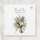 Rustikale Blume Hochzeitspazierbouquet Gastgeschen Geschenkanhänger (Rückseite)